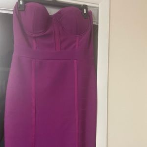 Purple strapless bodycon dress